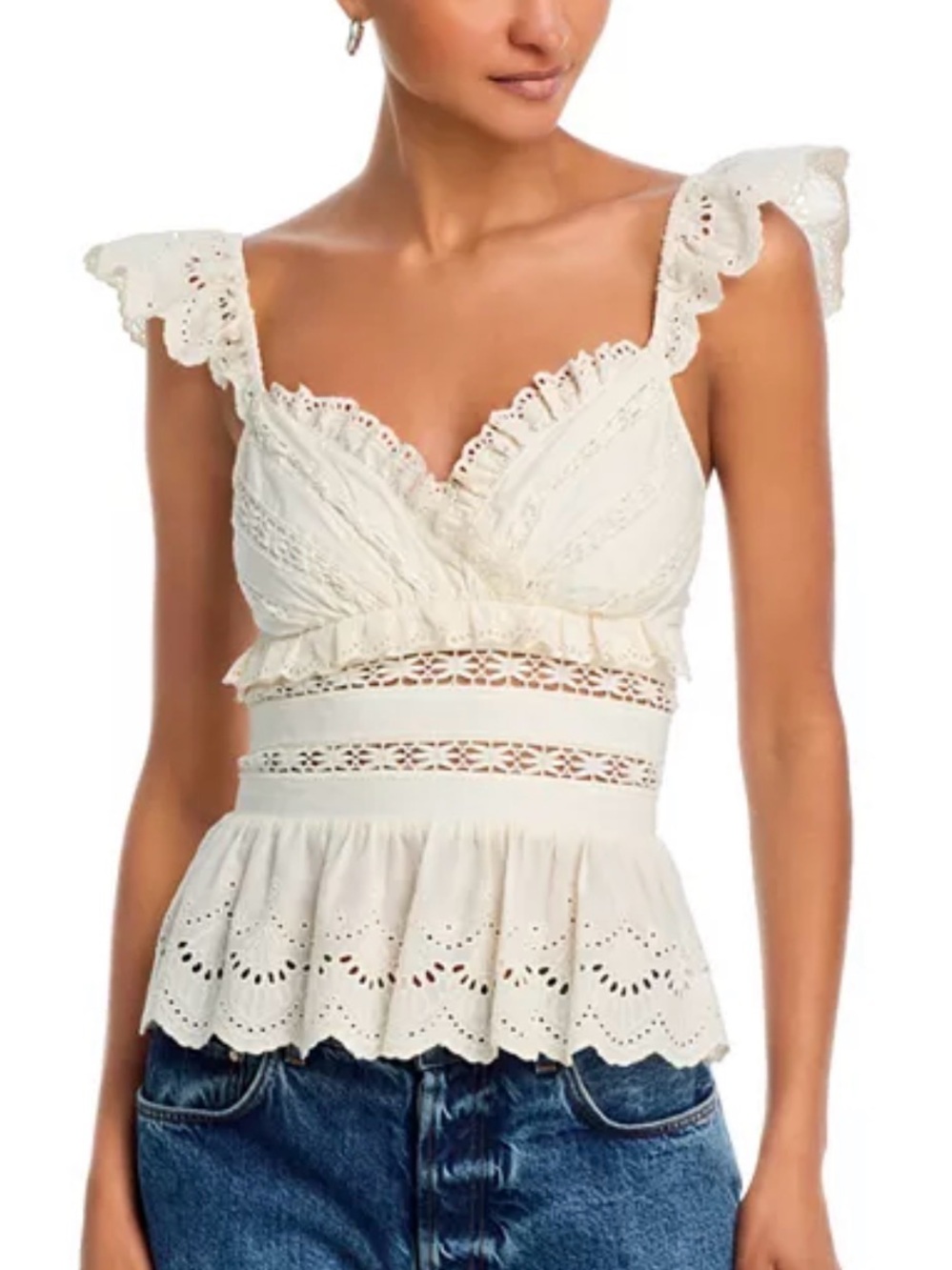 Bloomingdales AQUA Eyelet Flutter Tank Top - Exclusive NWT $68 size XL Sold Out